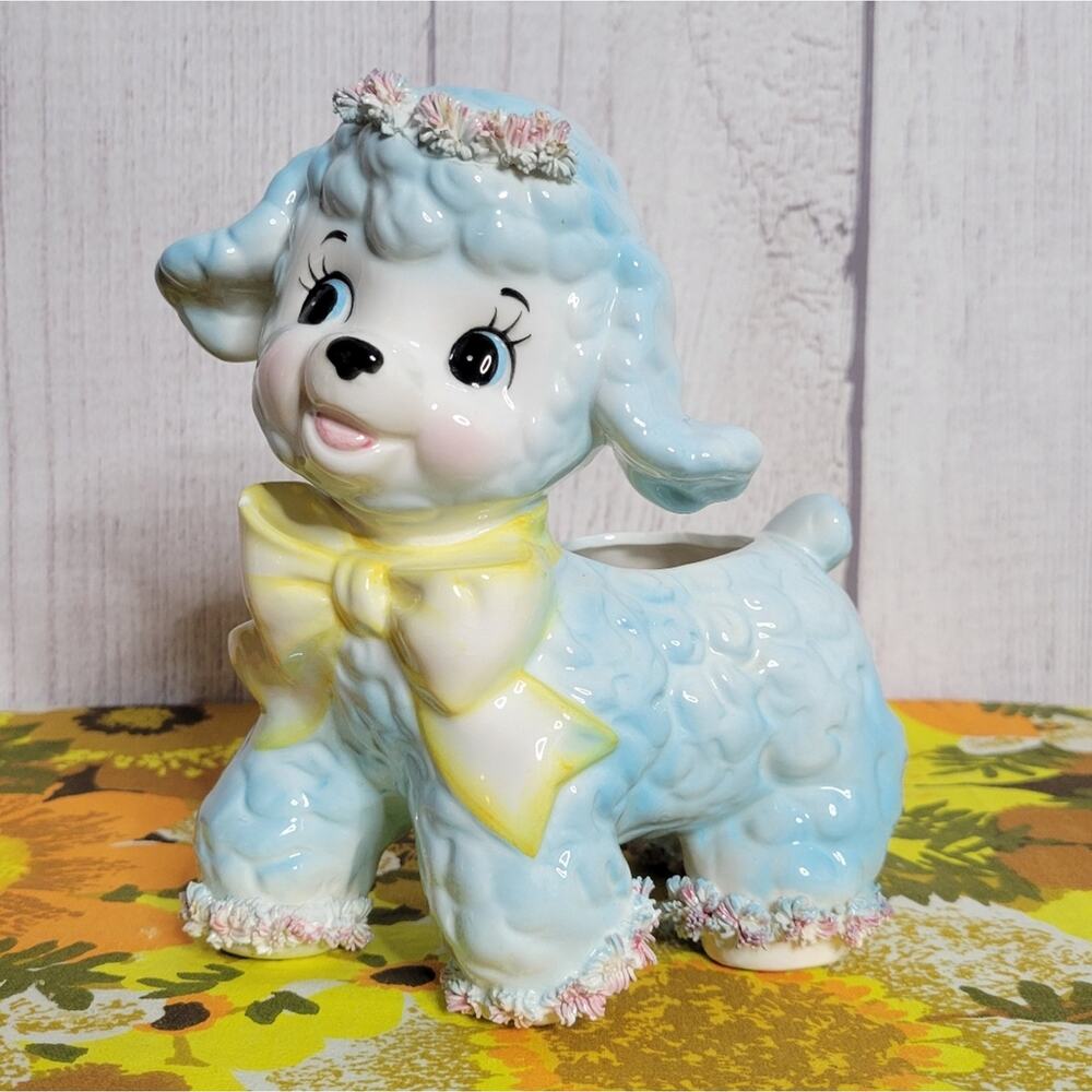 Vintage 1960 Samson Imports Light Blue Lamb Planter